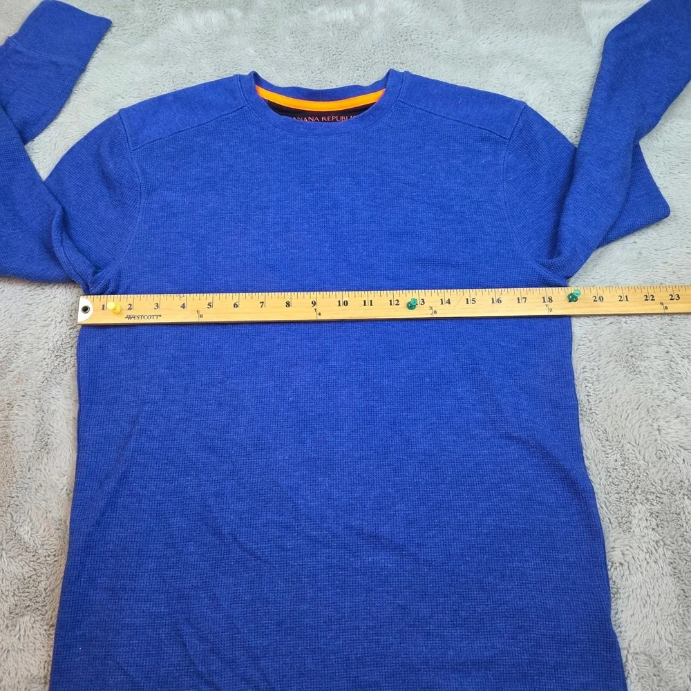 Banana Republic Thermal Shirt Mens M Waffle Knit Long Sleeve Crewneck Royal Blue